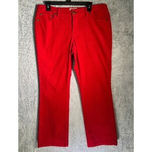 Red Corduroy Straight Leg Pants Juniors 15 Stretch Mid Rise Christmas Holiday